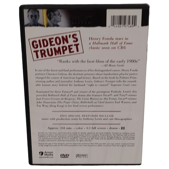 Vntg 1979 Gideon's Trumpet DVD Henry Fonda Hallmark Hall Of Fame CBS Drama Appro - Picture 2 of 10